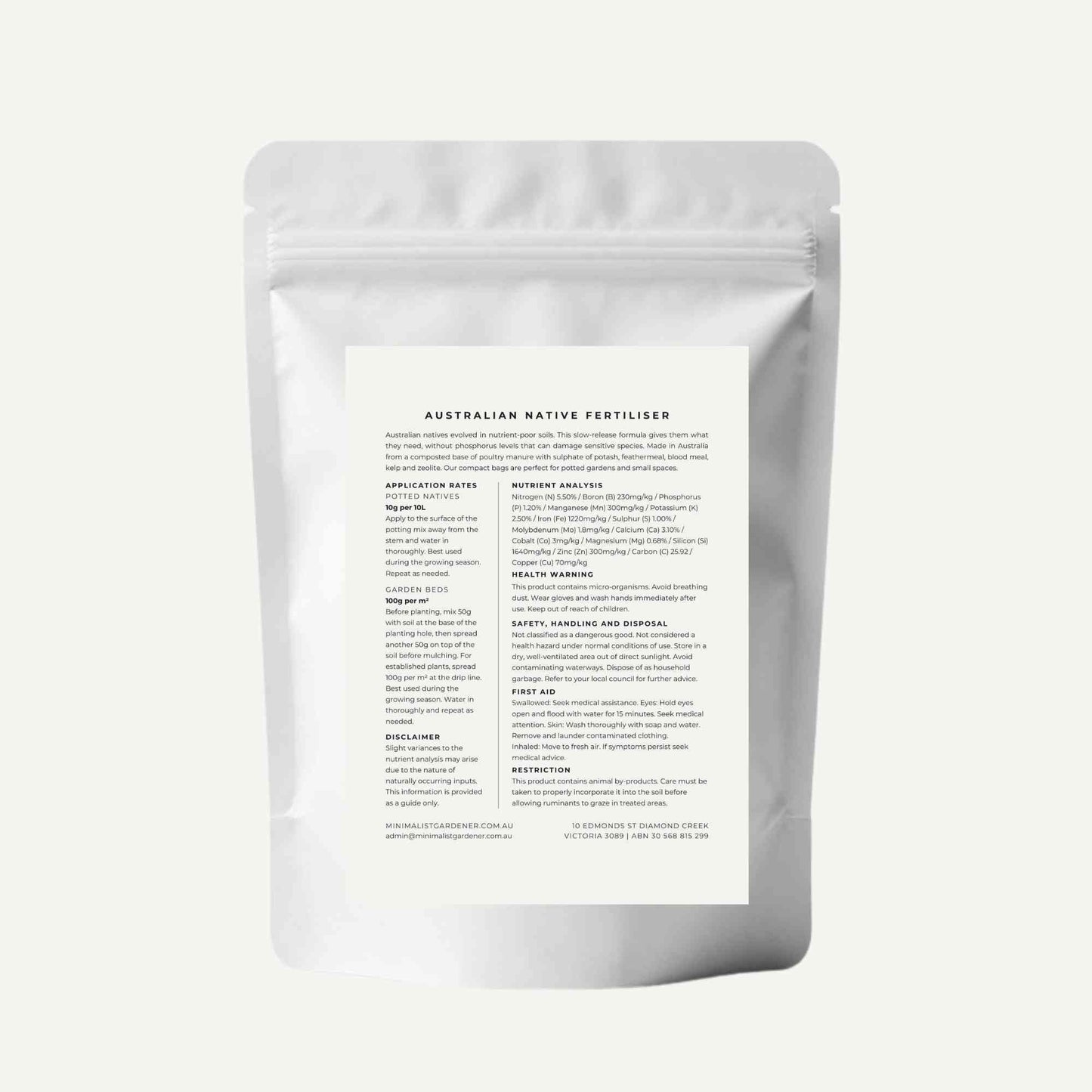 Australian Native Fertiliser for Pots and Small Spaces | 1kg Garden Care > Australian Native Fertiliser > Fertilisers for Pots and Small Gardens - Minimalist Gardener