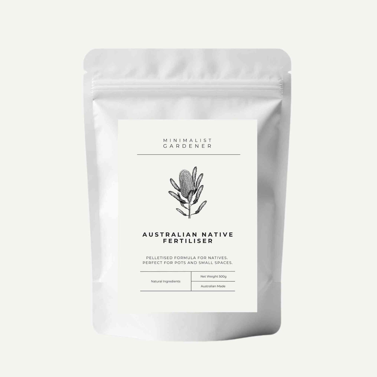Australian Native Fertiliser for Pots and Small Spaces | 500g Garden Care > Australian Native Fertiliser > Fertilisers for Pots and Small Gardens - Minimalist Gardener