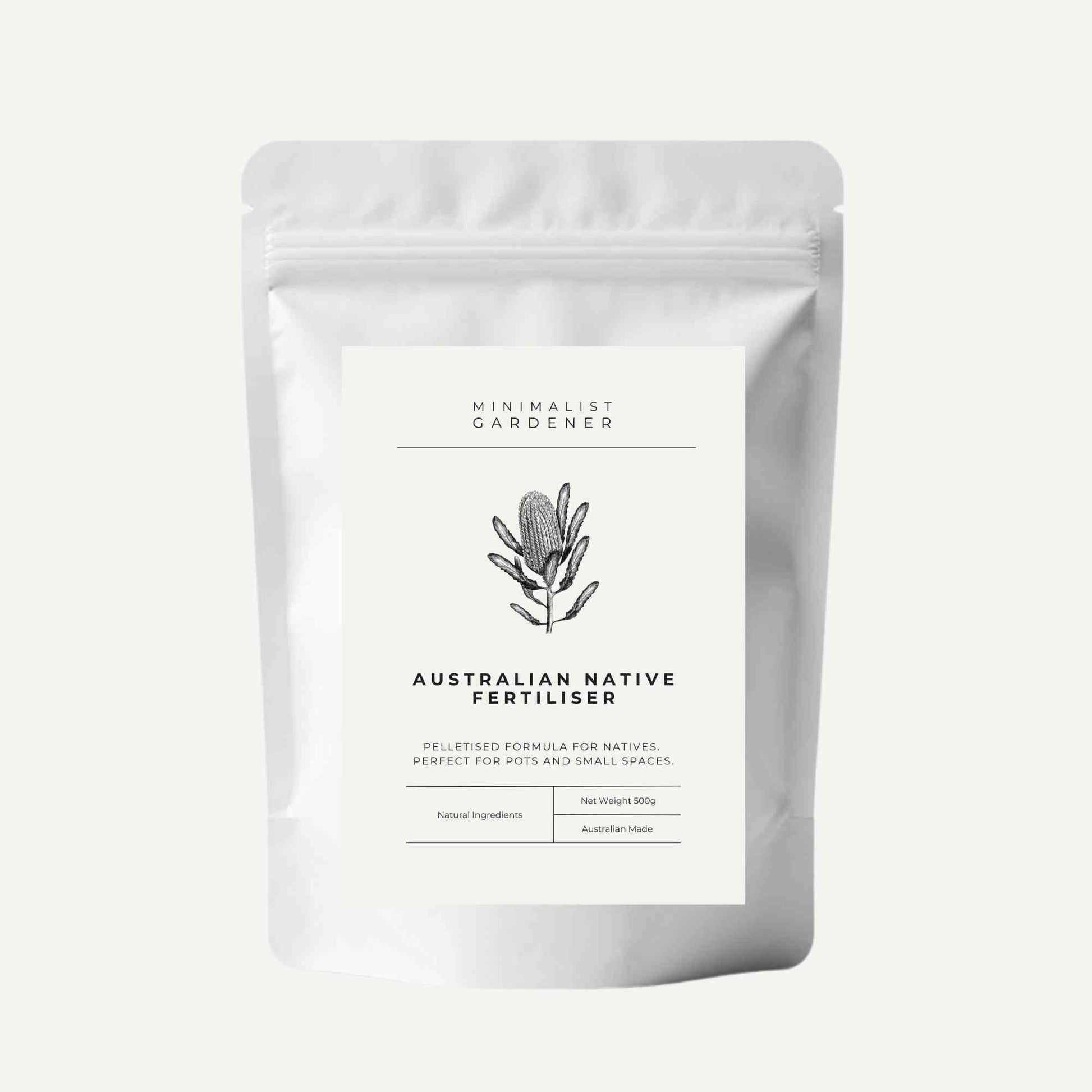 Australian Native Fertiliser for Pots and Small Spaces | 500g Garden Care > Australian Native Fertiliser > Fertilisers for Pots and Small Gardens - Minimalist Gardener
