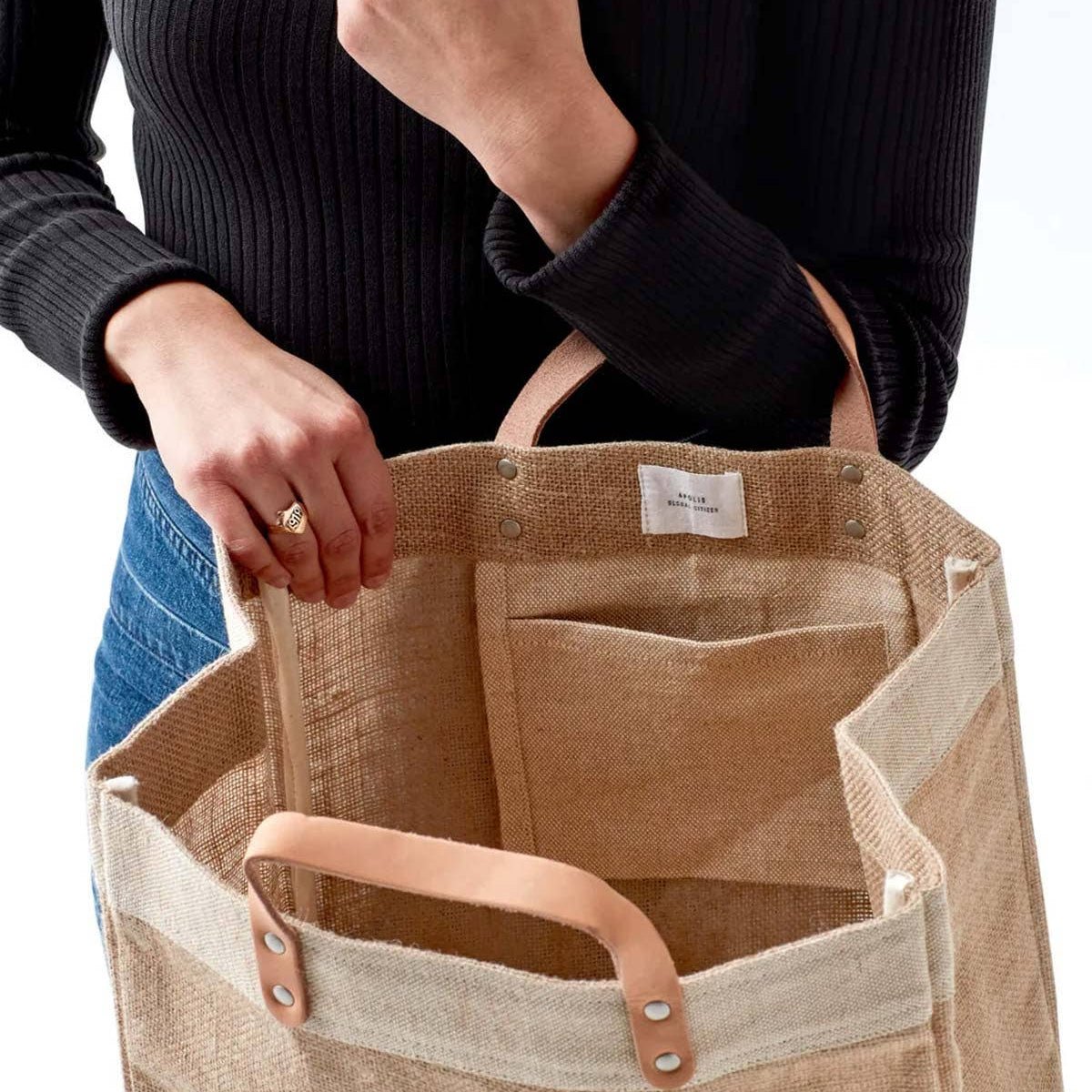 Bloomist Large Natural Jute Market Tote - Minimalist Gardener