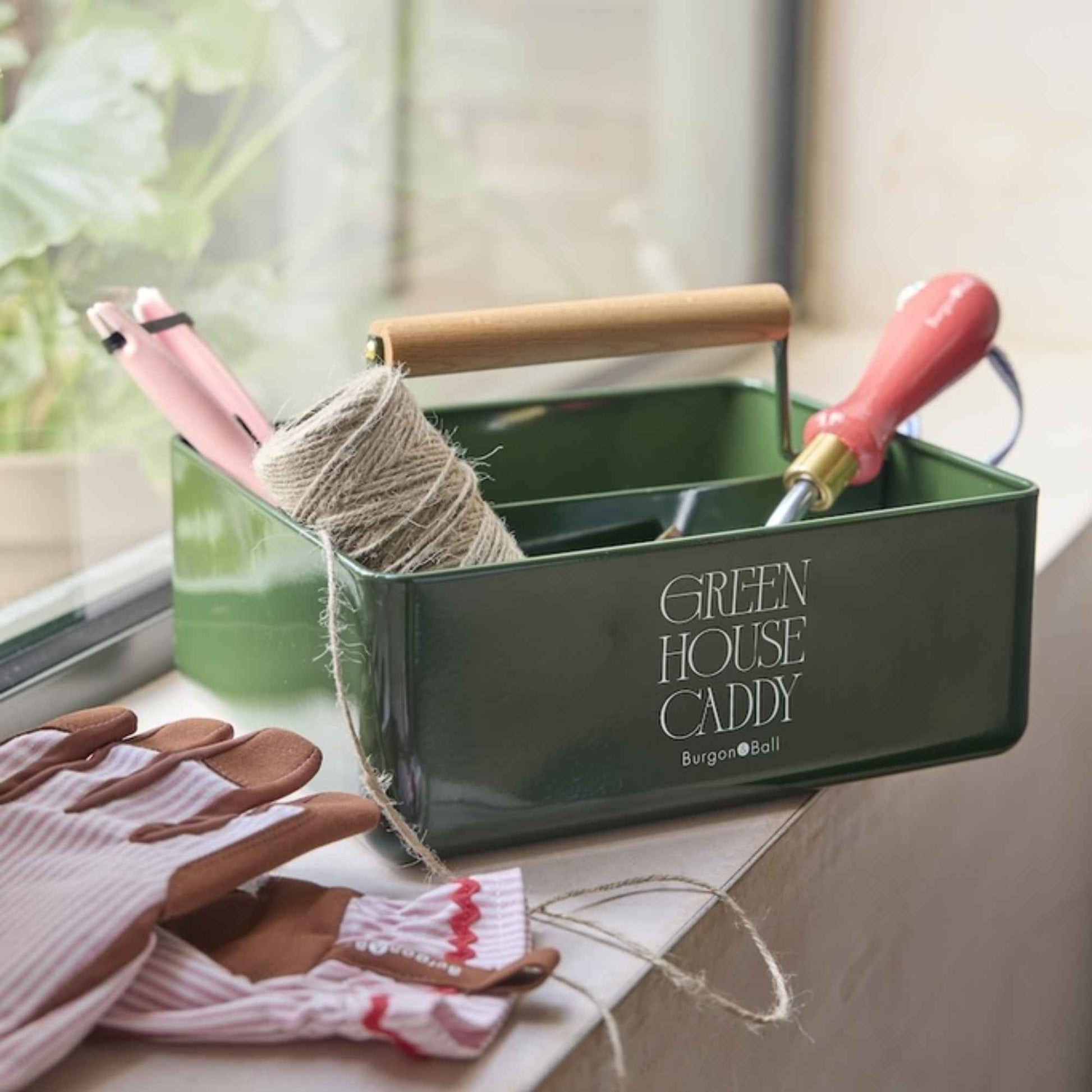 Burgon & Ball Garden Greenhouse Caddy | Heritage Green Garden organisation > Garden Storage > Garden Tool Caddy - Minimalist Gardener