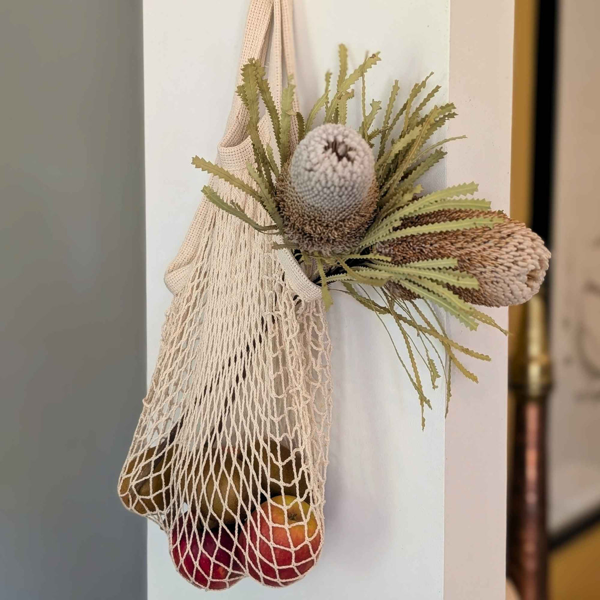 Cotton Mesh Produce Bag | Short Handle Garden Organisation > Storage > Storage Bag - Minimalist Gardener