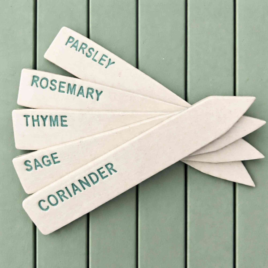 Handmade Ceramic Herb Plant Markers | Set of 5 Home & Garden > Garden Tools > Herb Markers - Minimalist Gardener
