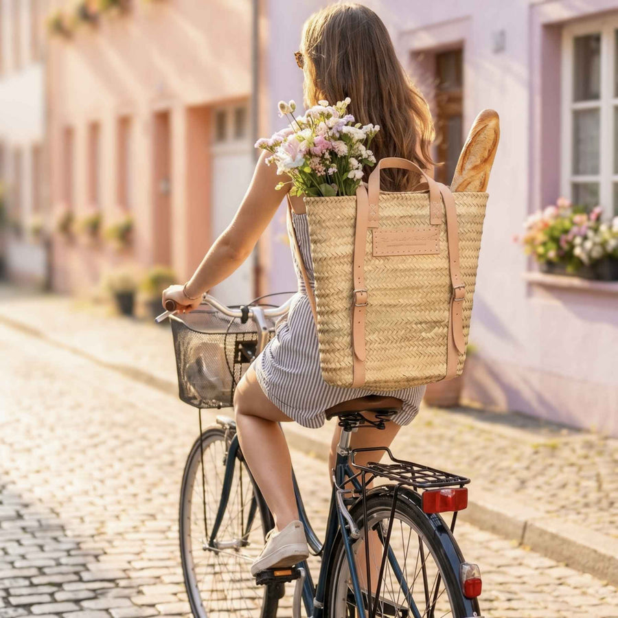 Handmade Harvest Backpack Basket | Leather Handles Garden Organisation > Storage > Storage Bag - Minimalist Gardener