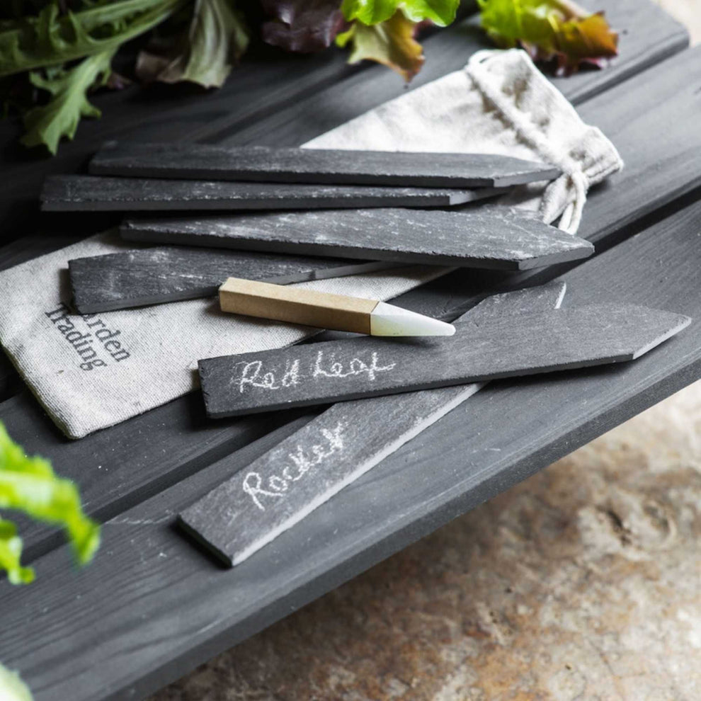 Handmade Set of 6 Slate Plant Labels with Soapstone Pencil – Minimalist ...