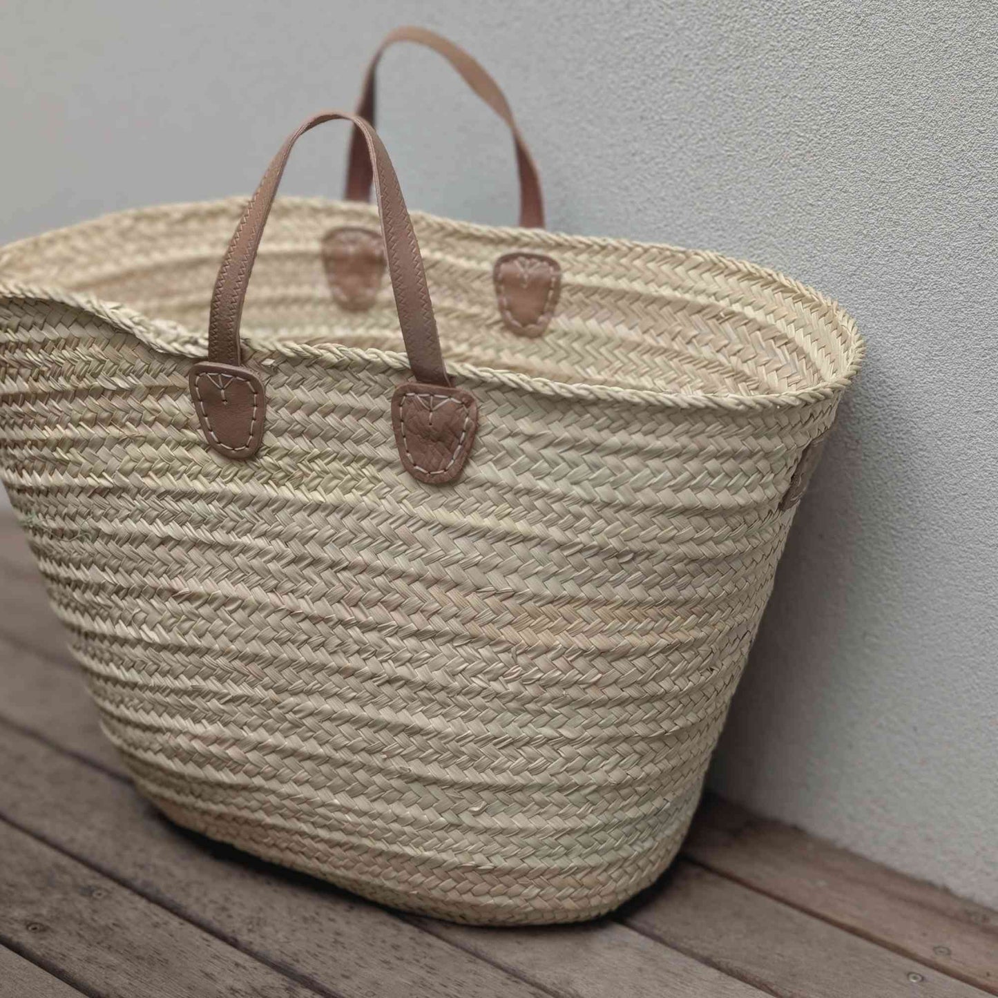 Large Handmade Harvest & Market Basket | Leather Handles Home & Garden > Harvesting > Harvest & Market Bags - Minimalist Gardener