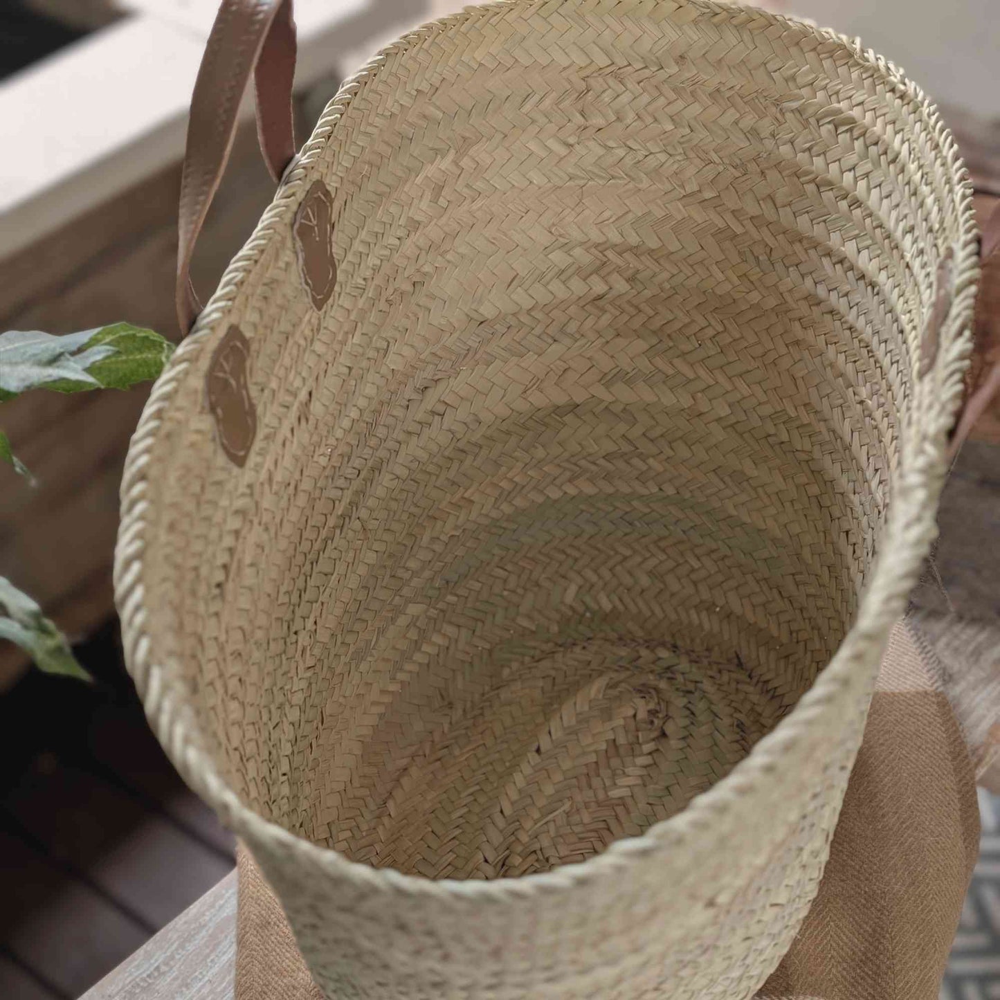 Large Handmade Harvest & Market Basket | Leather Handles Home & Garden > Harvesting > Harvest & Market Bags - Minimalist Gardener