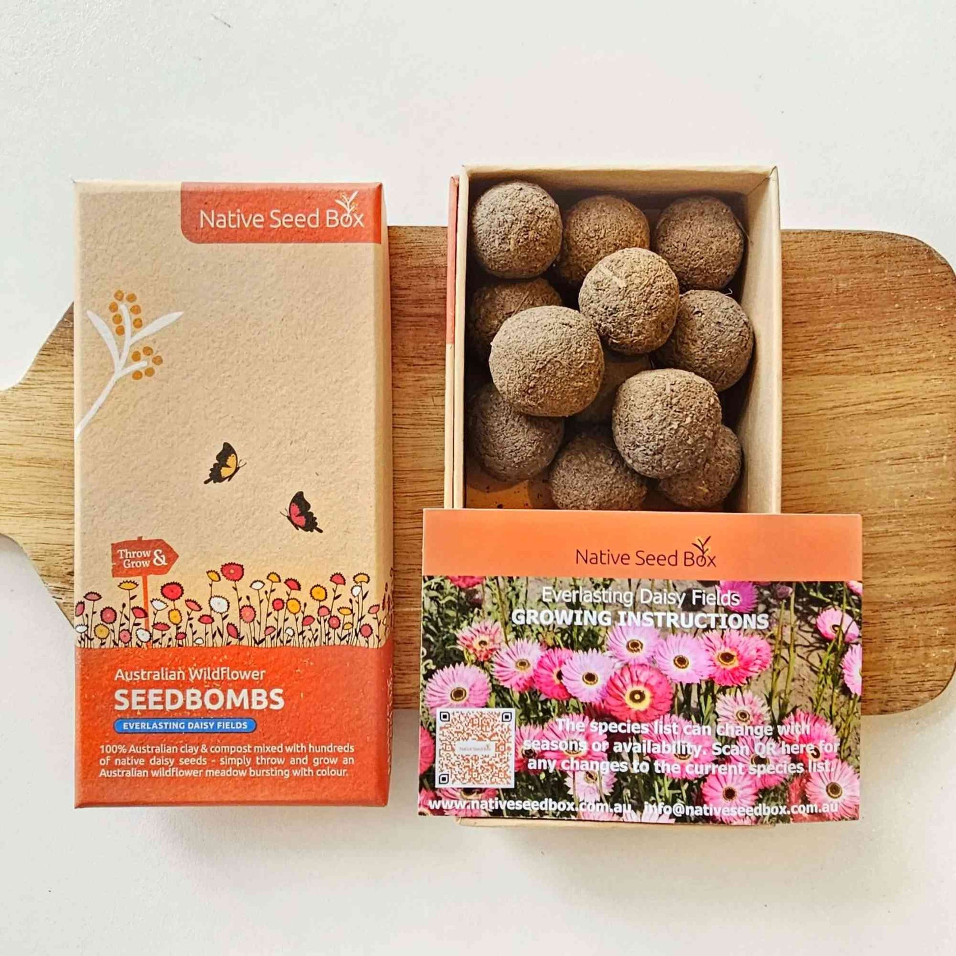 Native Seed Box Bombs | Everlasting Daisy Fields (Australian Wildflowers) Home & Garden > Garden Accessories > Native Seeds - Minimalist Gardener