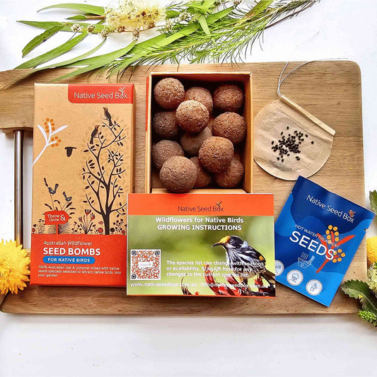 Native Seed Box Bombs | Native Bird Collection (Australian Wildflowers) Home & Garden > Garden Accessories > Native Seeds - Minimalist Gardener