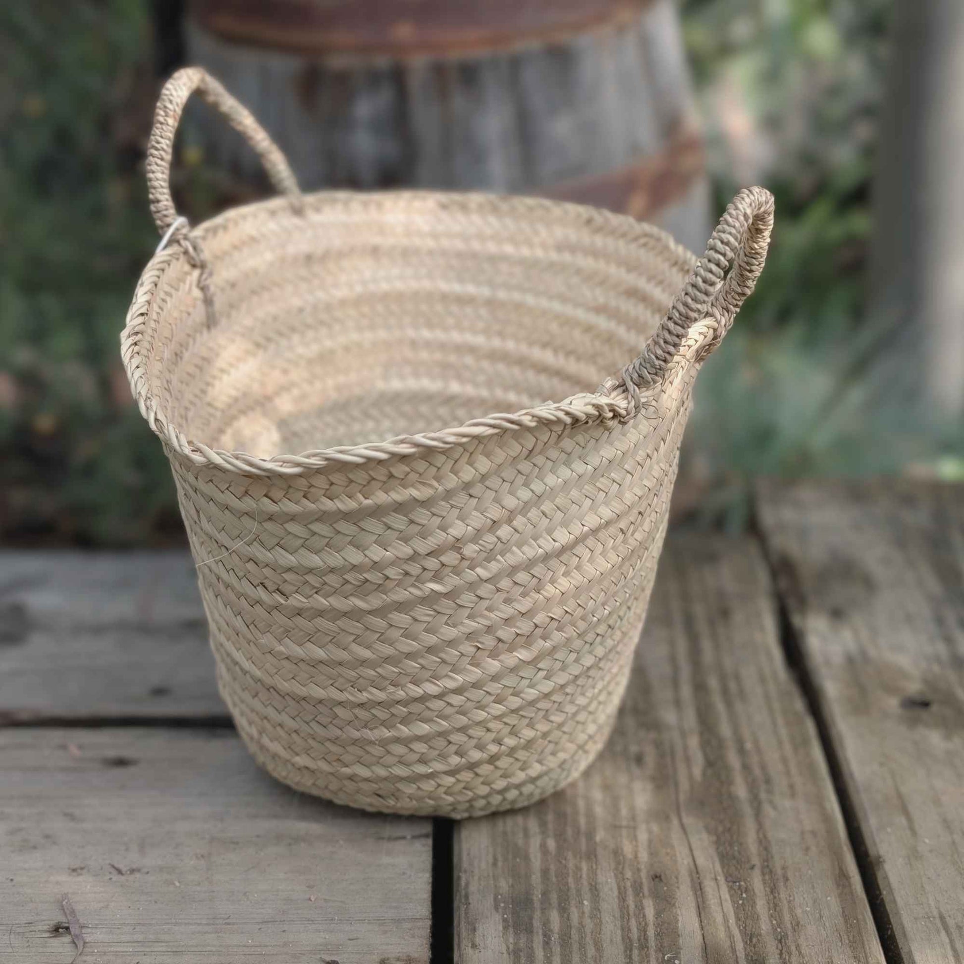 Small Handmade Bucket Basket | Woven Handles Home & Garden > Harvesting > Harvest & Market Bags - Minimalist Gardener