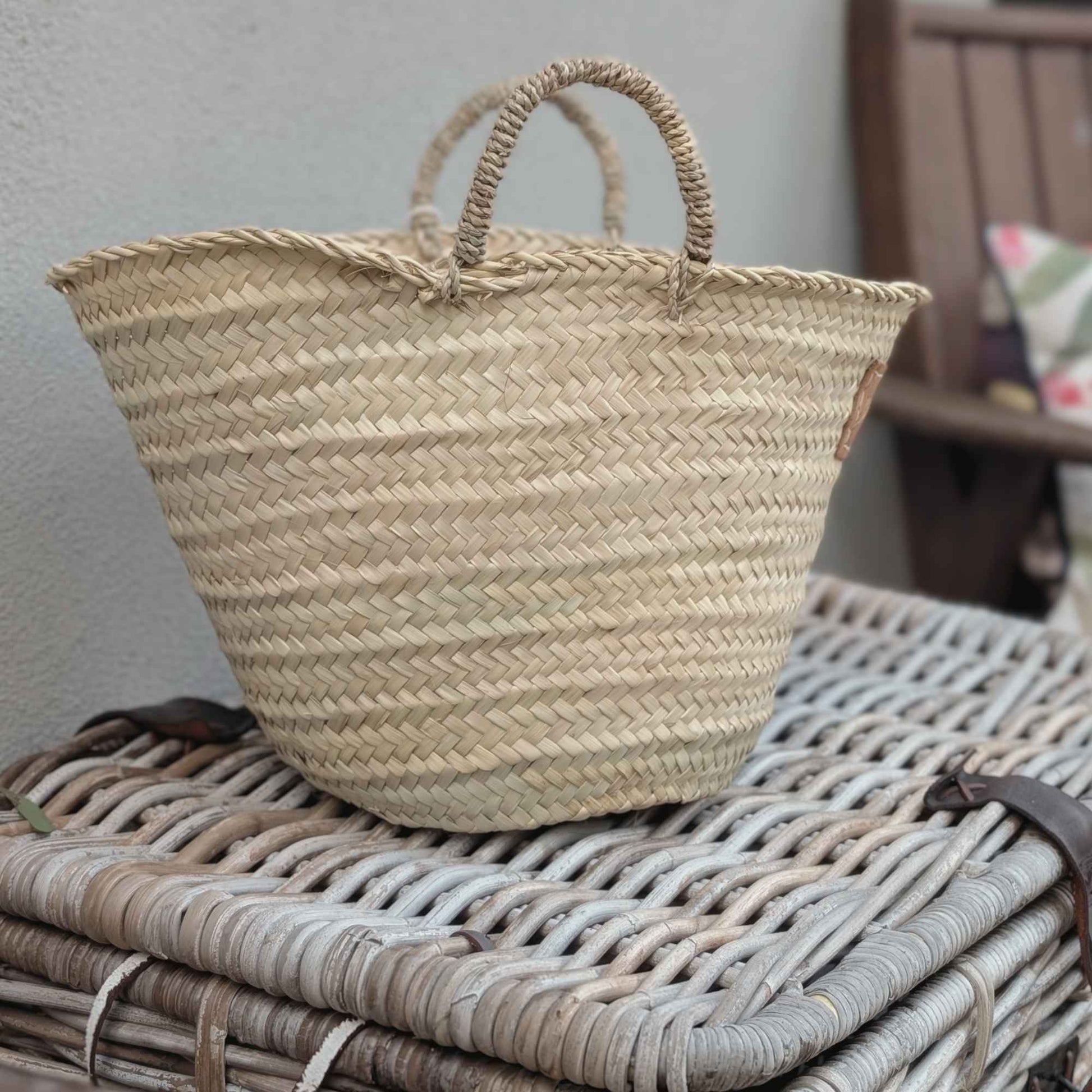 Small Handmade Bucket Basket | Woven Handles Home & Garden > Harvesting > Harvest & Market Bags - Minimalist Gardener