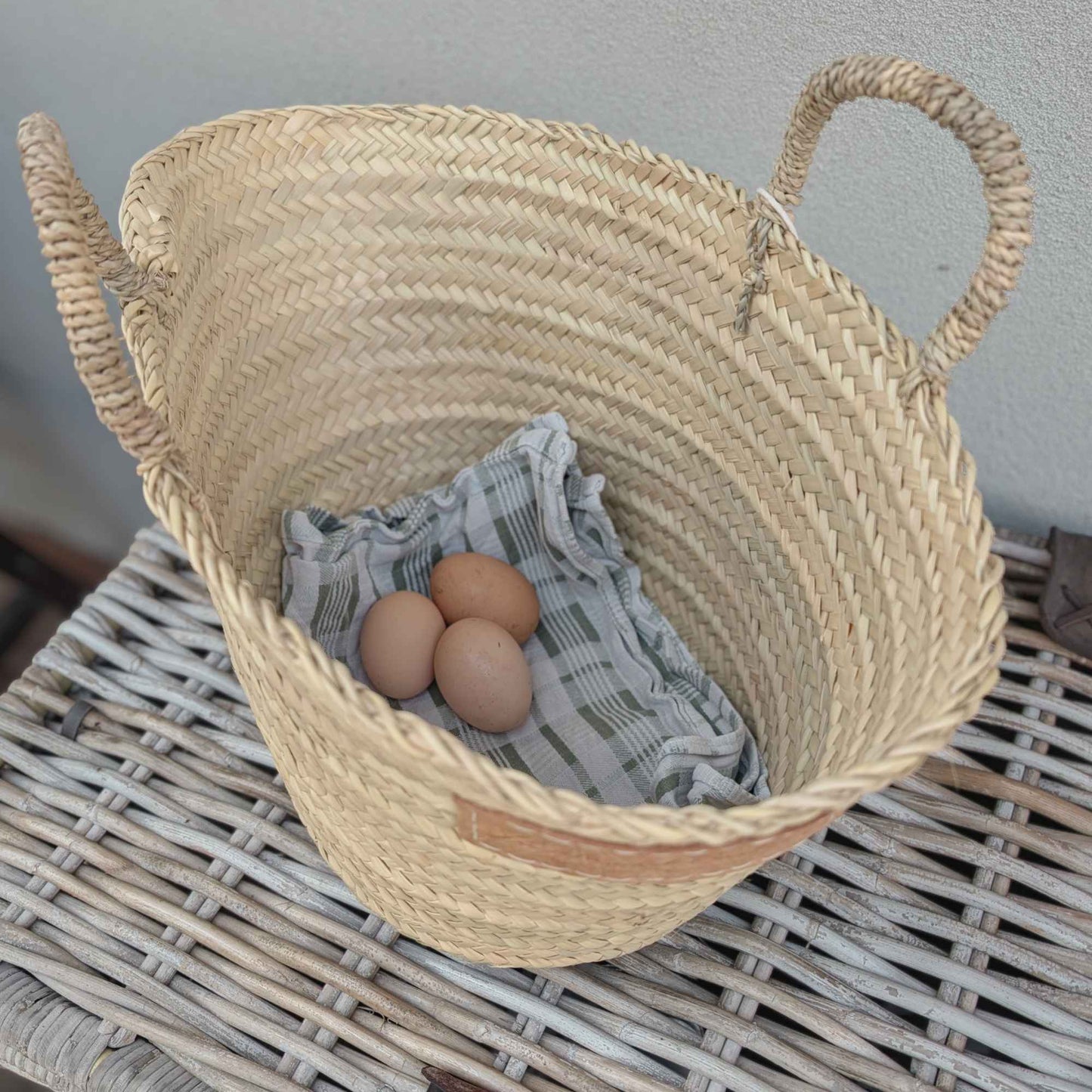 Small Handmade Bucket Basket | Woven Handles Home & Garden > Harvesting > Harvest & Market Bags - Minimalist Gardener