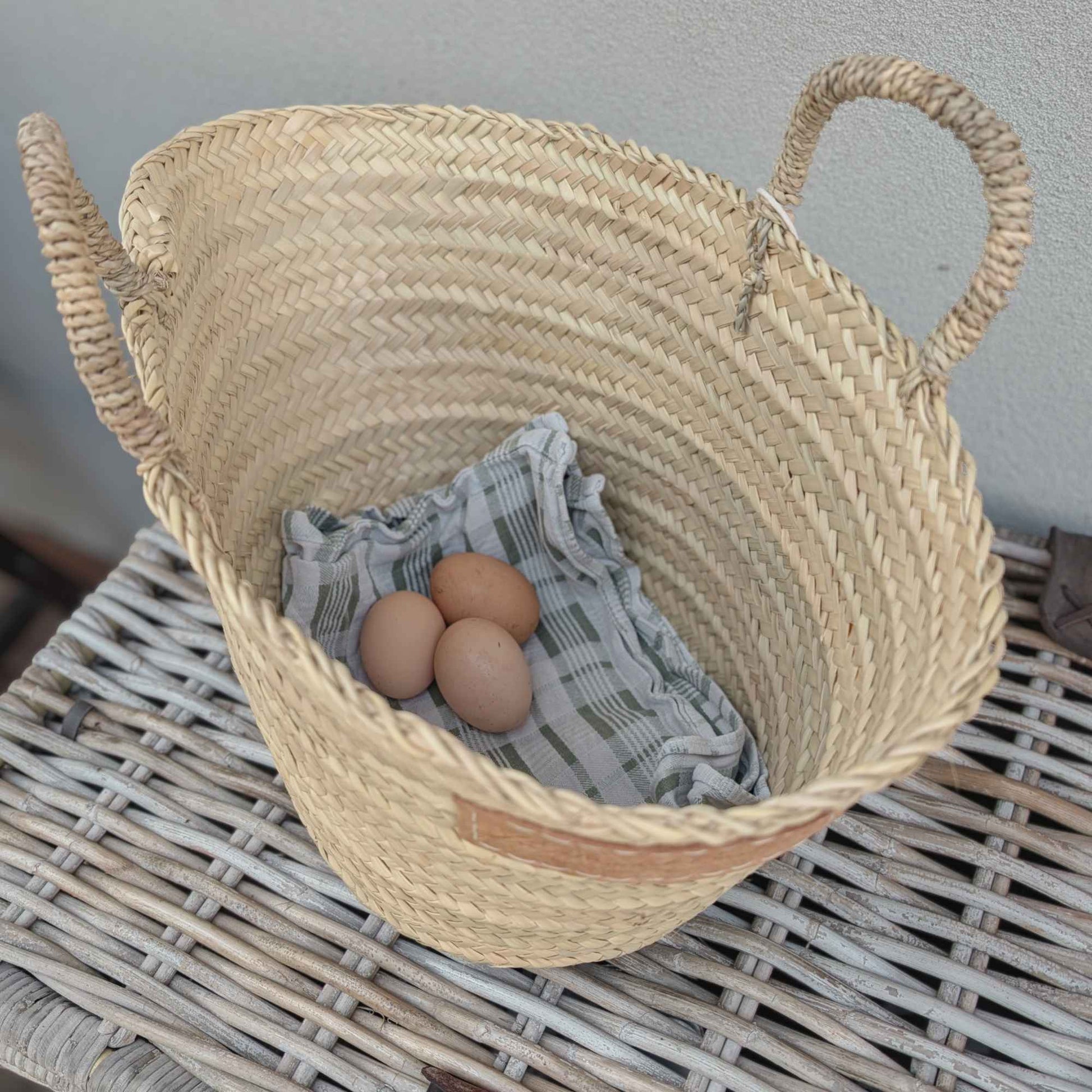 Small Handmade Bucket Basket | Woven Handles Home & Garden > Harvesting > Harvest & Market Bags - Minimalist Gardener