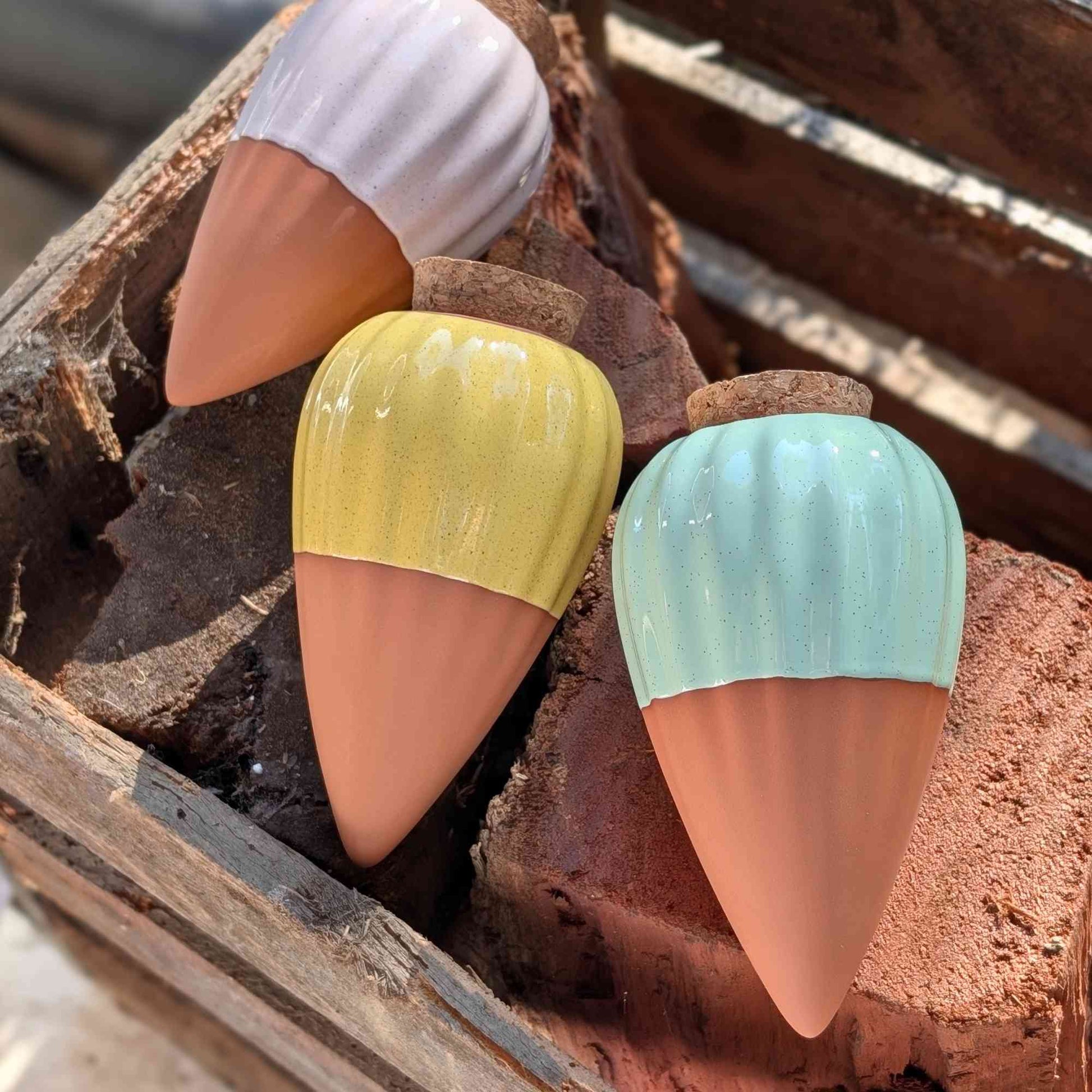 Terracotta Olla Irrigation Pots | Set of 3 Yellow, Pink, Green Home & Garden > Garden Accessories > Watering - Minimalist Gardener
