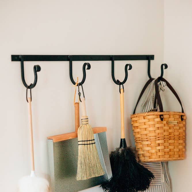 Handmade Wrought Iron Rack with Four Hooks | Minimalist Gardener