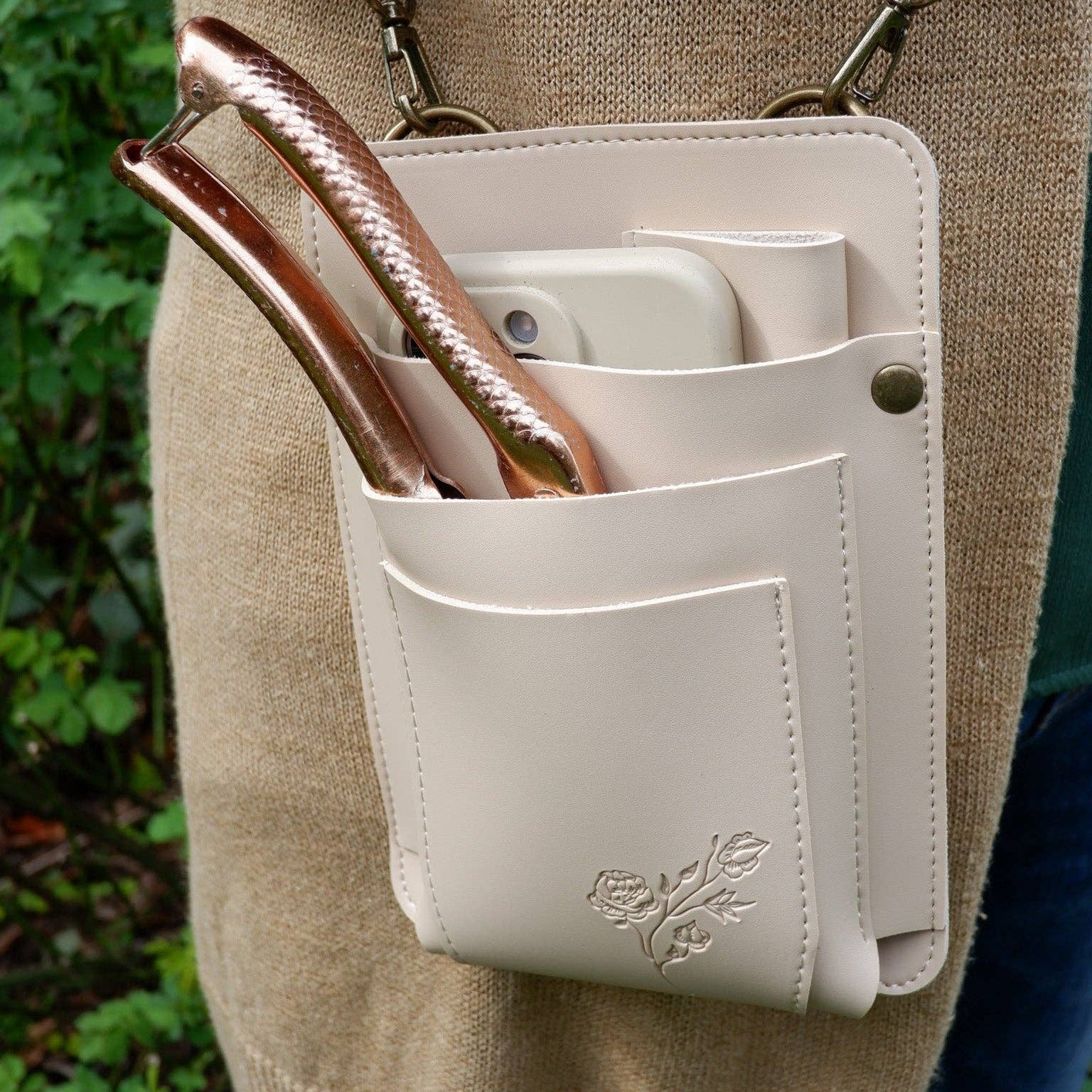 Vegan Leather Crossbody Garden Tool Bag Bone Garden Organisation > Storage > Storage Bag - Minimalist Gardener
